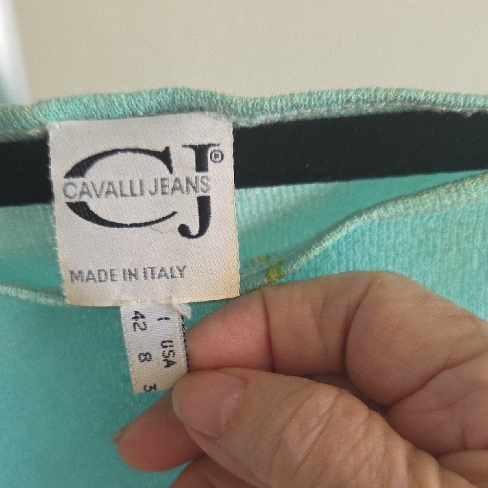 Cavalli Jeans Colorful Boatneck Long Sleeve Top Made In ITALY - Picture 3 of 7